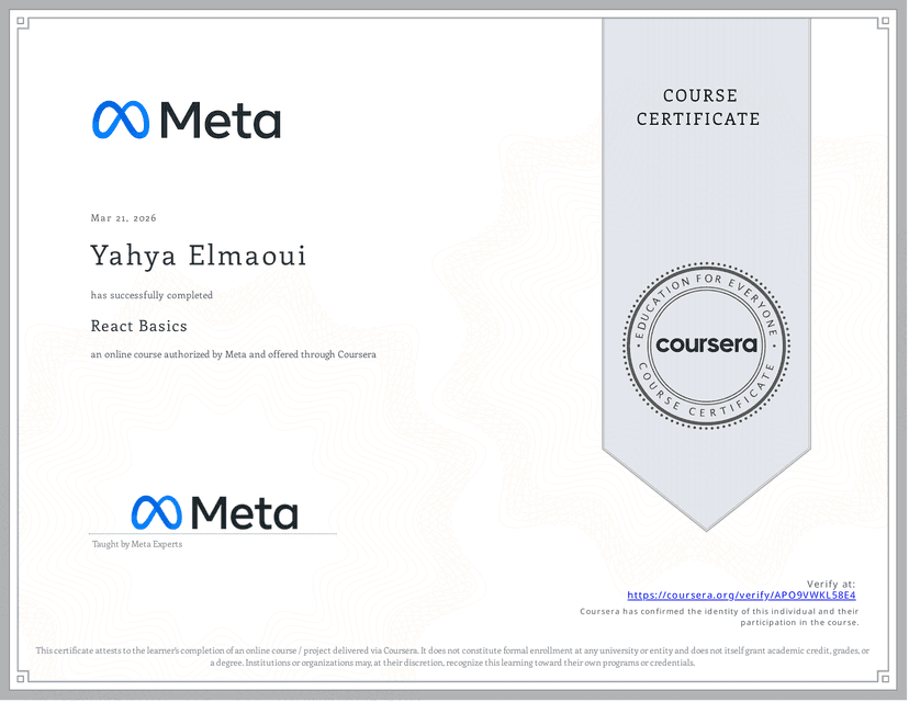 React Basics certificate